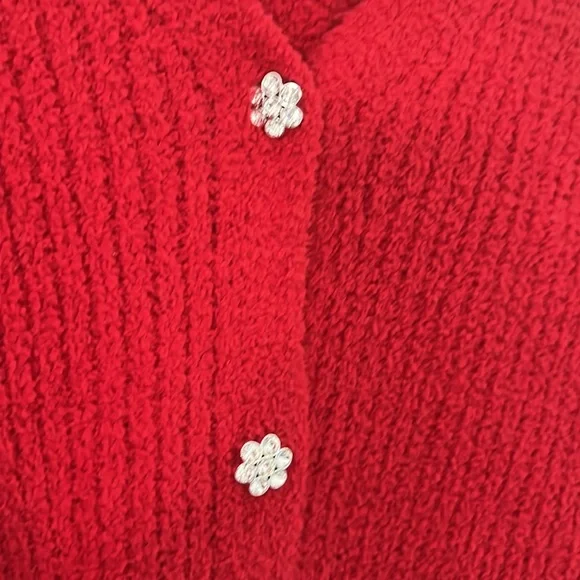 NO BOUNDARIES Red Rhinestone Button Cardigan Sweater XS - Picture 4 of 12